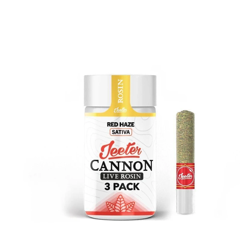 Jeeter Red Haze · Live Rosin Cannons · Infused Minis · 0.5g each · 3pk, Infused Pre-Rolls