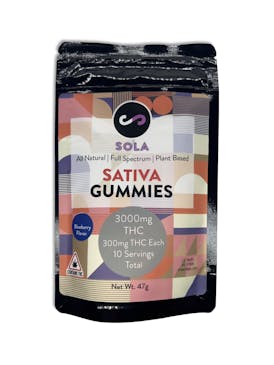 3000mg Sativa Gummies - Grape Flavor (Sola Edibles)