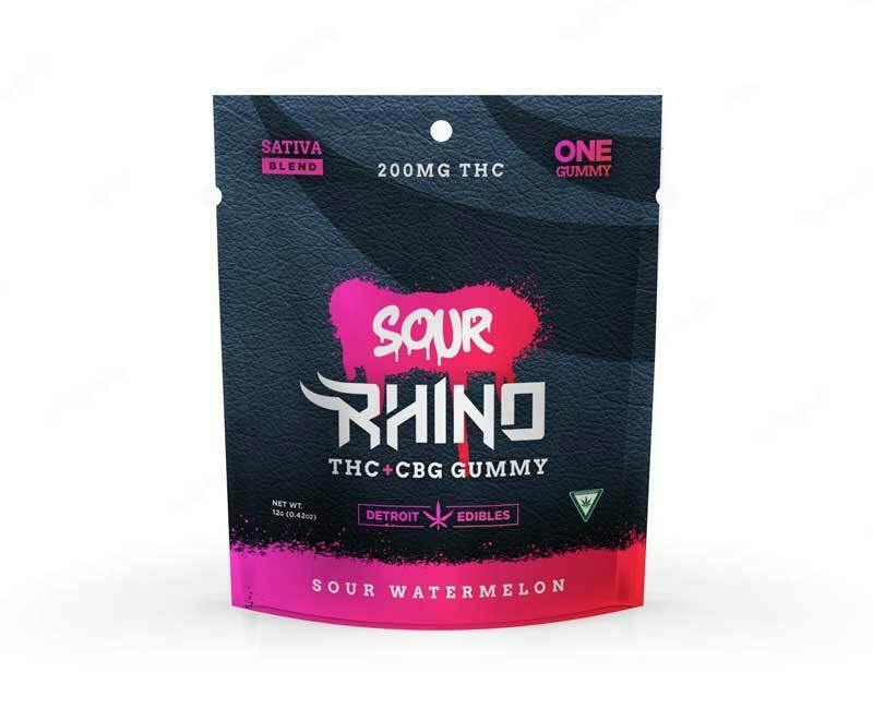 Rhino | Sour Watermelon 4:1 THC:CBG Gummies | 200mg | Single by Detroit Edibles