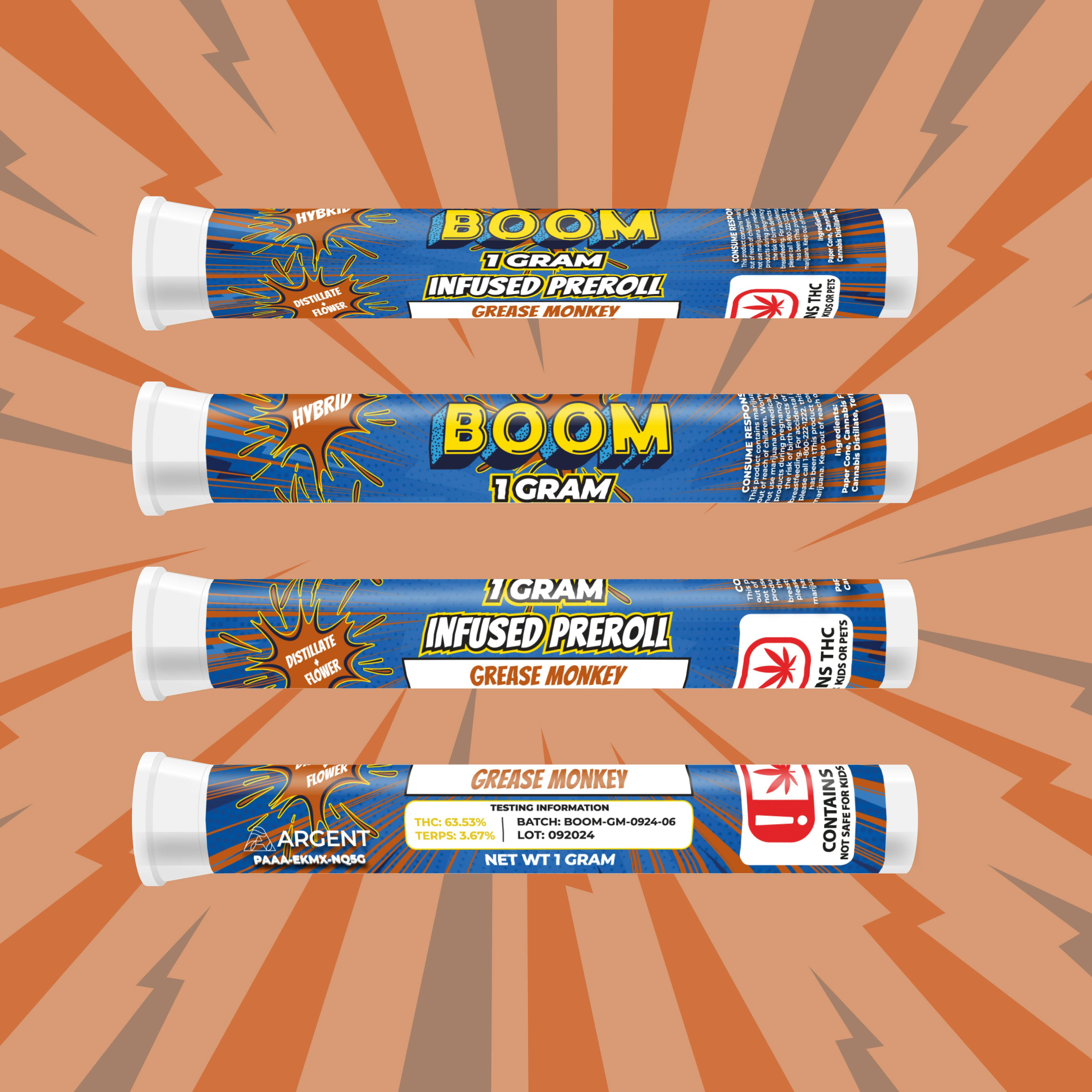 Grease Monkey - 1 Gram Distillate Infused Prerolls