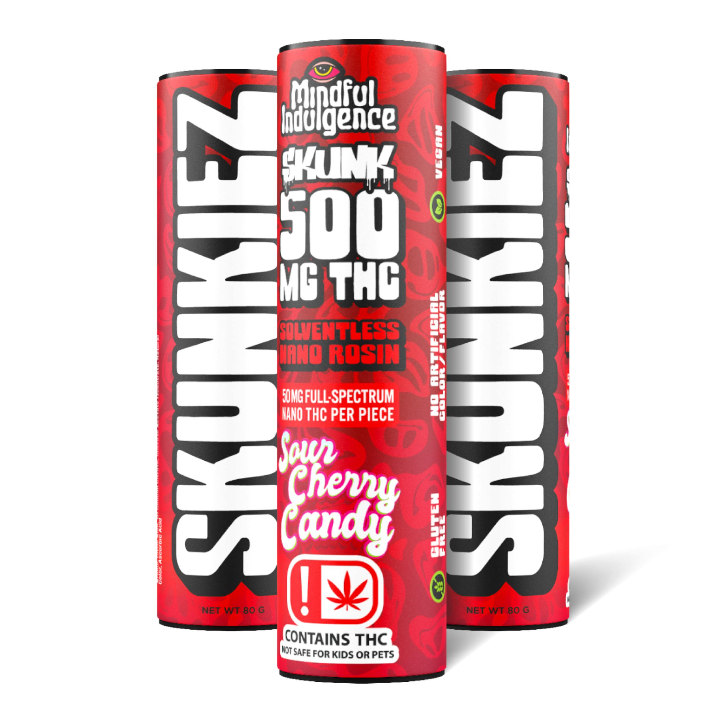 Skunkiez | Sour Cherry Candy Gummies | 500mg | 10ct | 50mg/ea