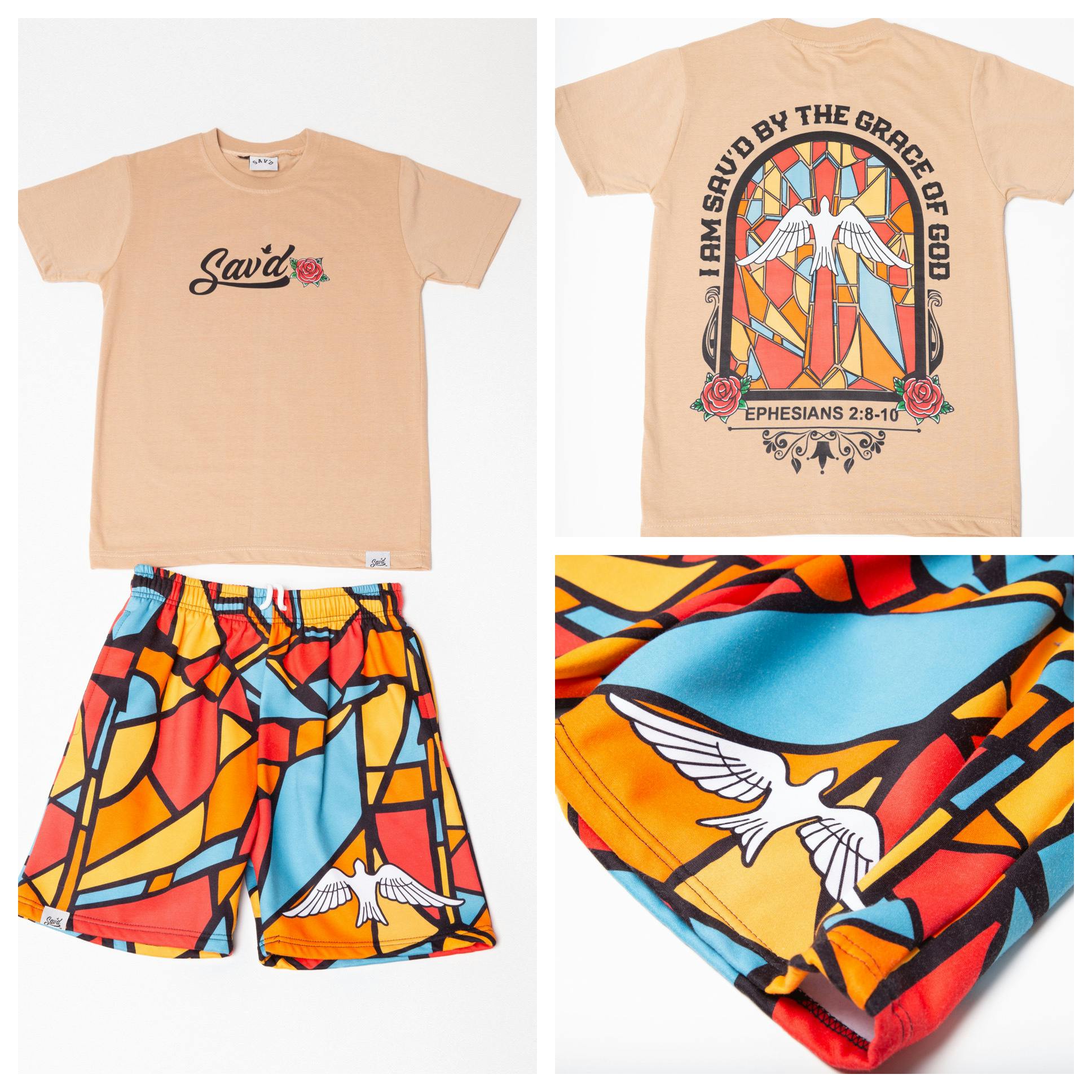 Sav'd By Grace Short Set (Tan)