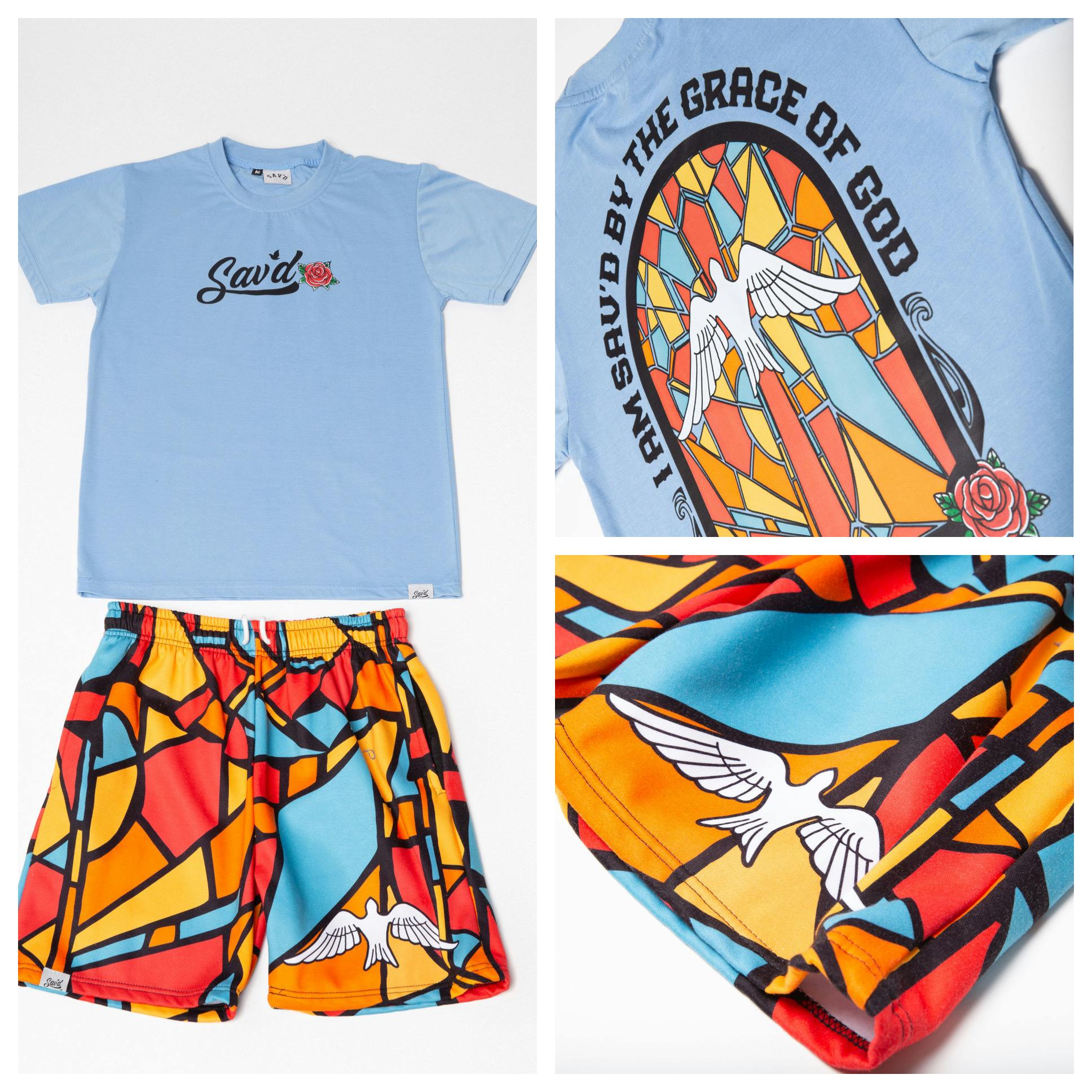 Sav'd By Grace Short Set (Blue)