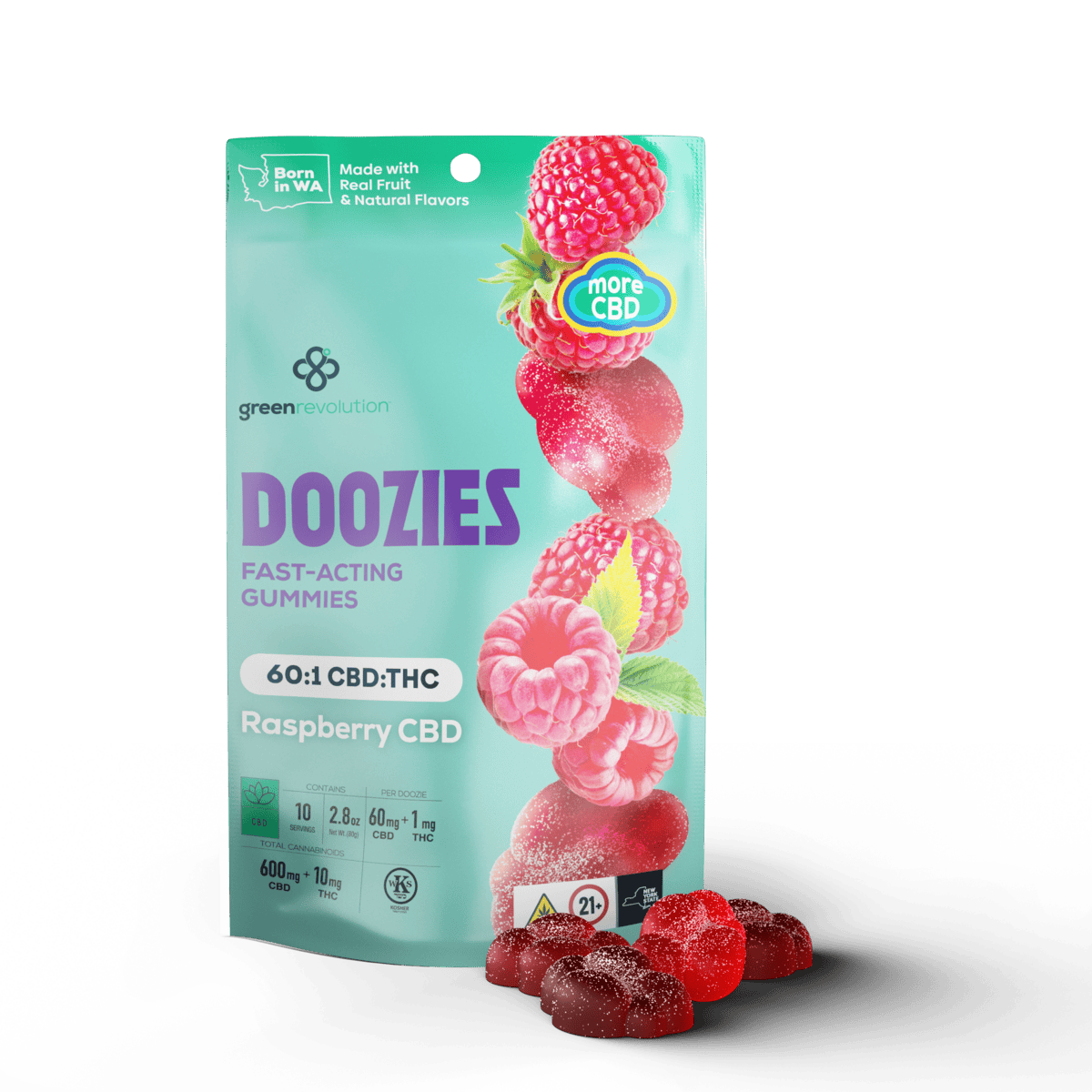 Doozies | 60:1 Raspberry CBD Gummies [10pk] - Green Revolution