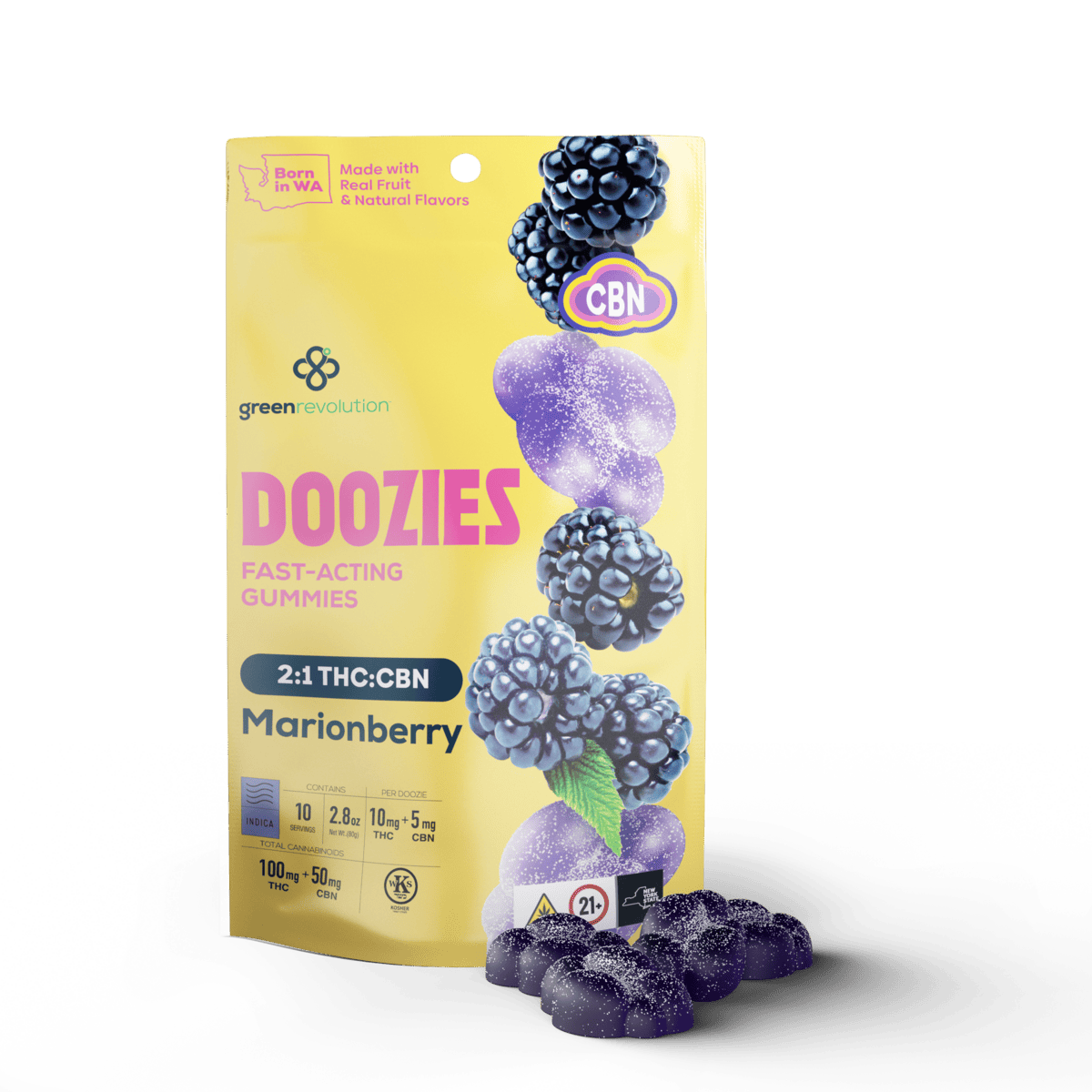 Doozies | 2:1 THC:CBN Marionberry Gummies [10pk] by Green Revolution