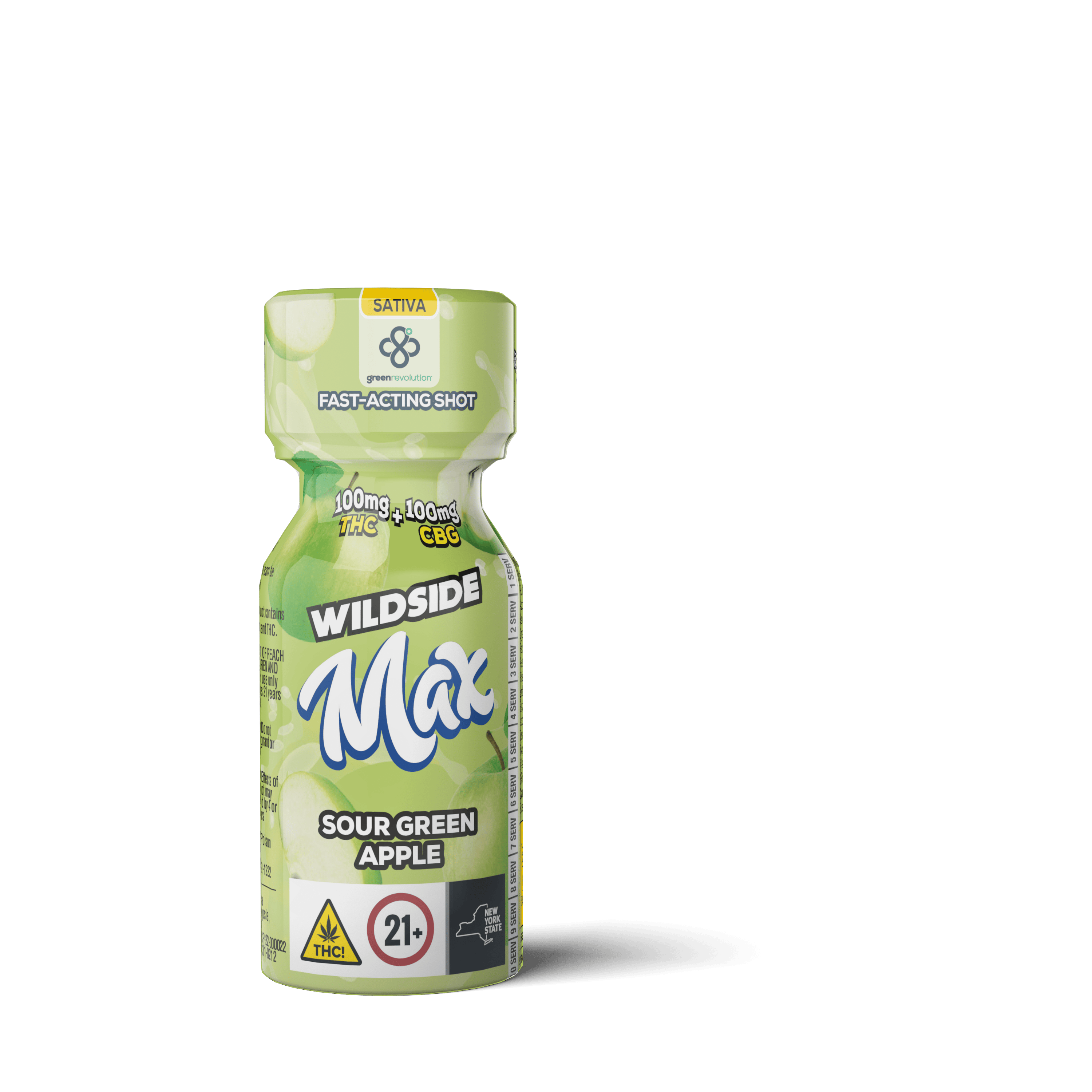 WildSide Max Shots | 1:1 THC:CBG Sour Green Apple Shot [2oz]