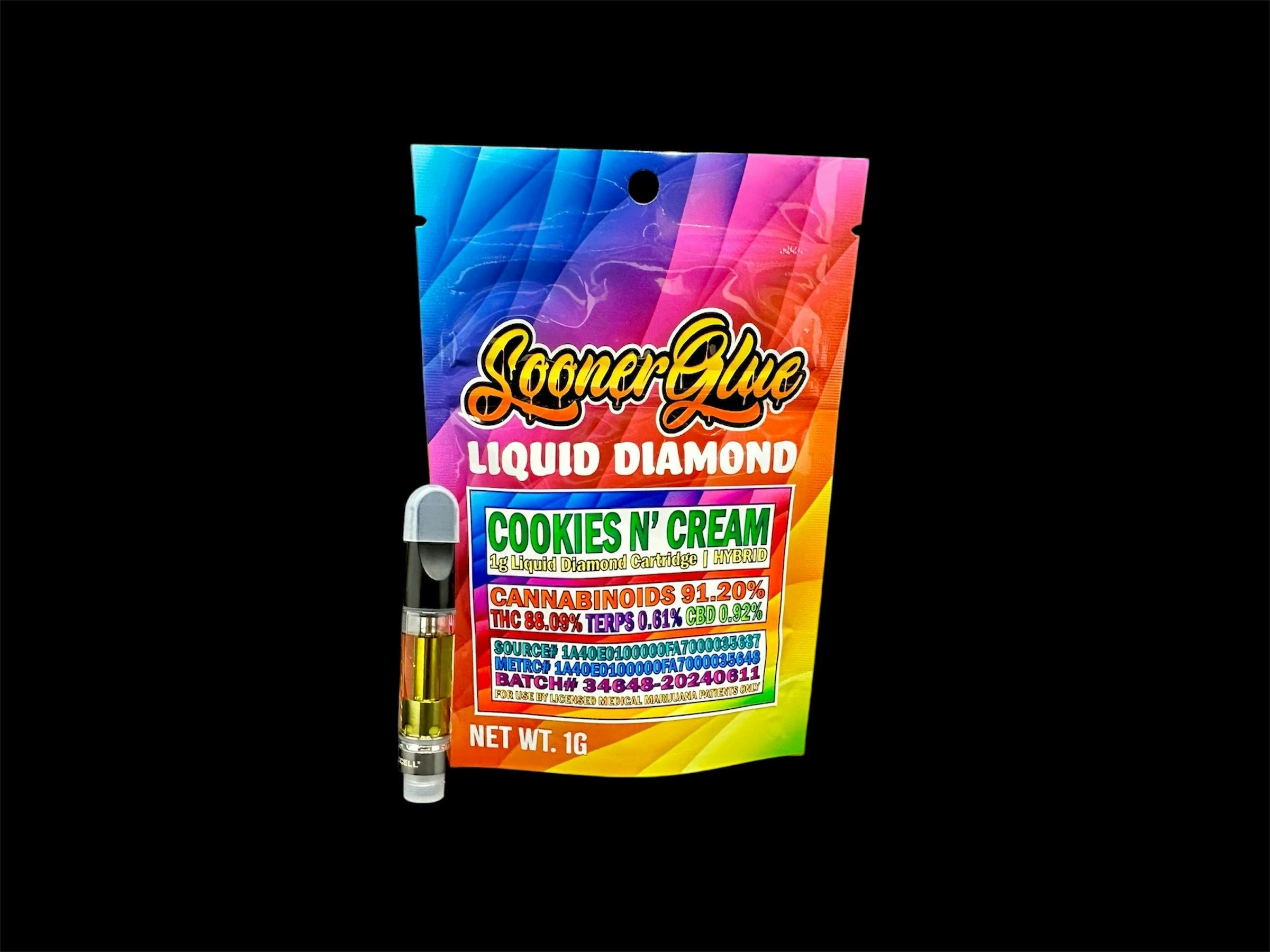 Cookies n' Creme - 1g Liquid Diamond Cartridge by Sooner Glue