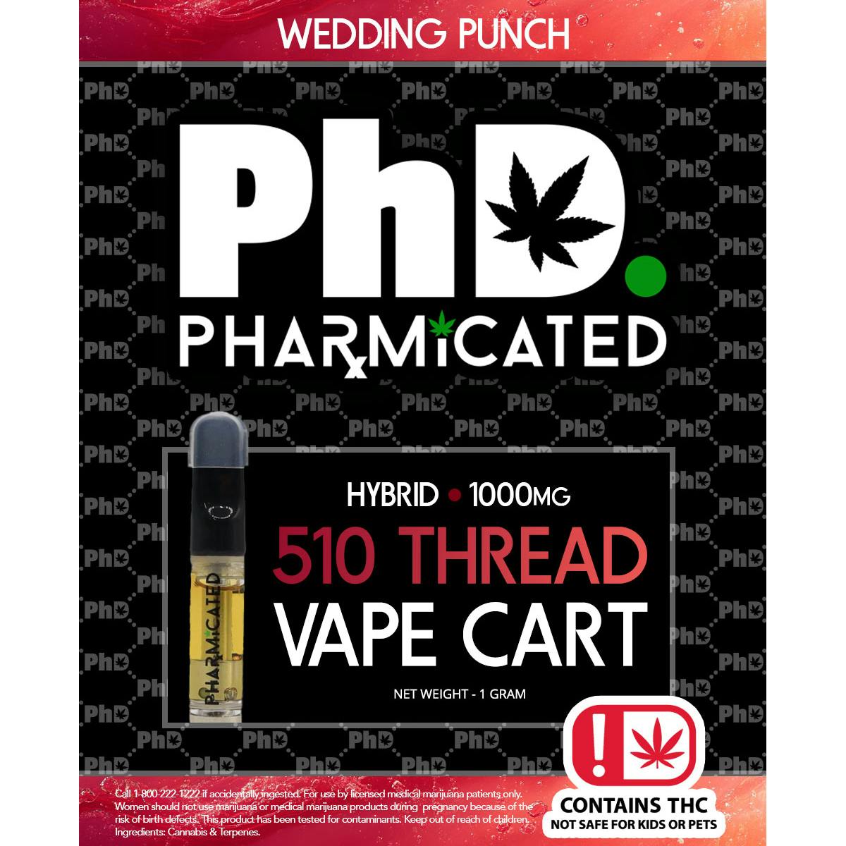 Pharmicated 510 Thread Vape Cart - 1000 mg - Wedding Punch (H)