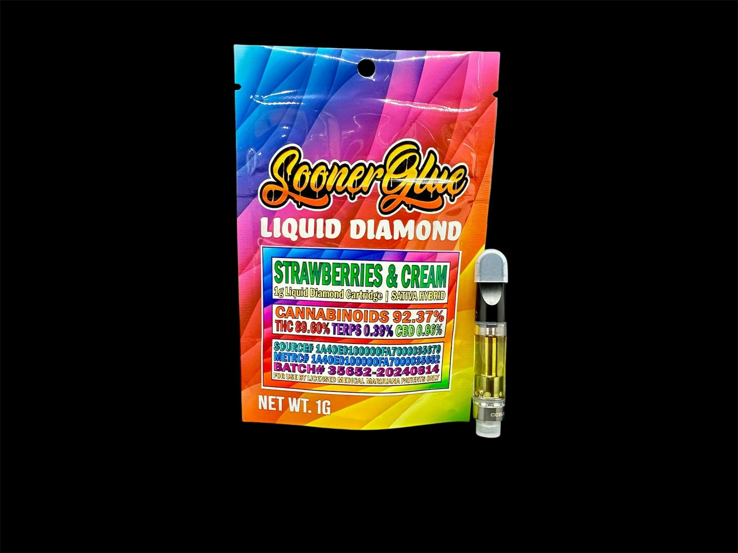 Strawberries and Cream 1g Liquid Diamond Cartridge Sooner Glue