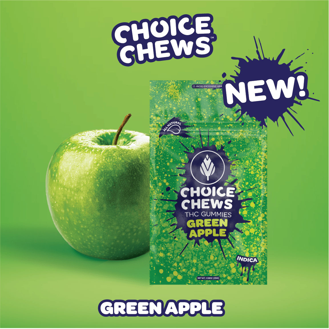 Choice Chews - Green Apple (Indica) - 100mg