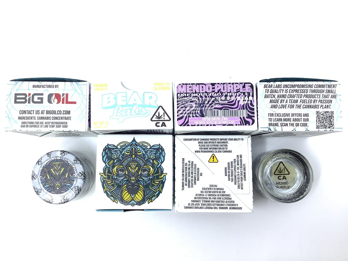 Bear Labs Diamonds 1g Mendo Purple - Los Angeles Cannabis...