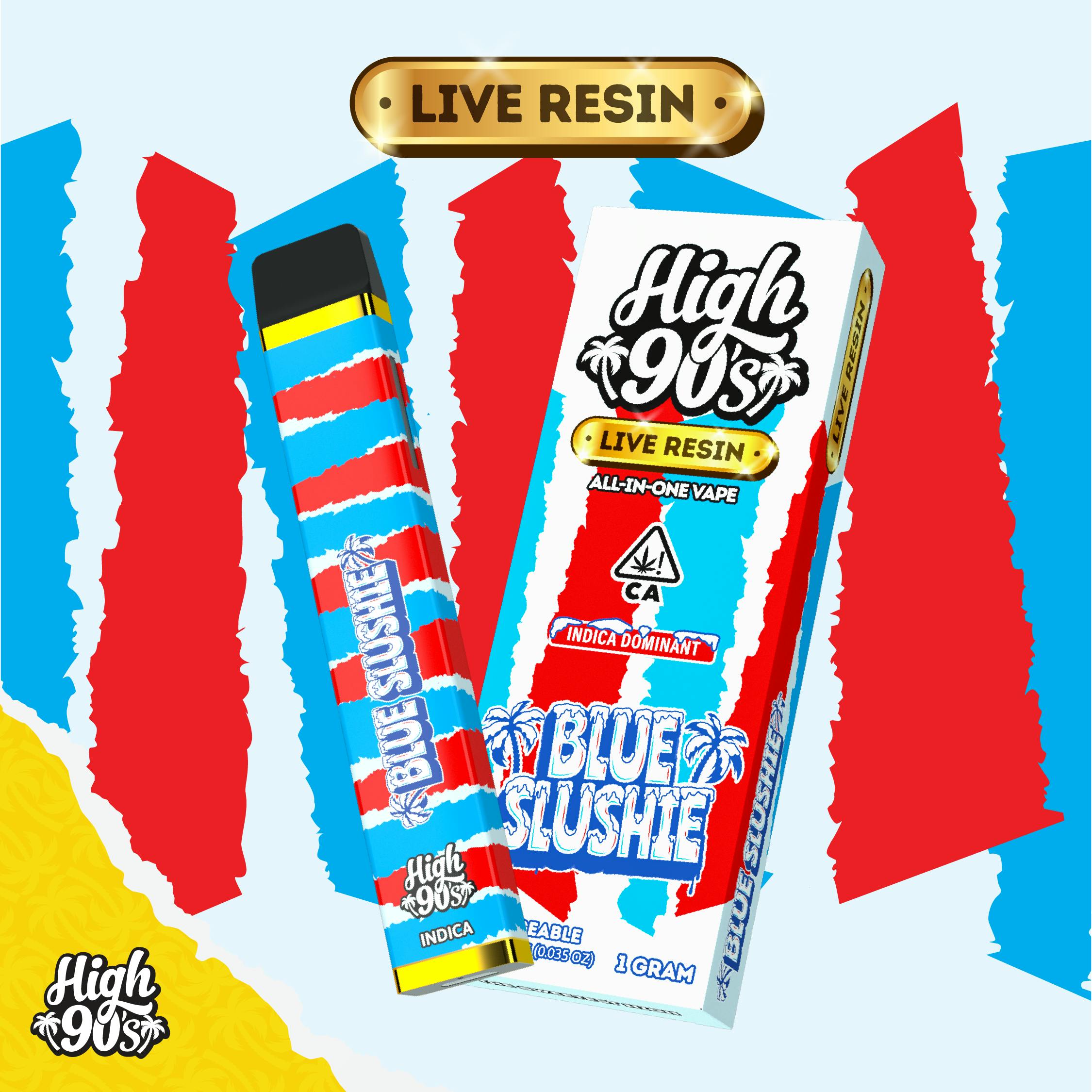 High 90s : Blue Slushie Live Resin 1g All-In-One Vape - HIGH 90s