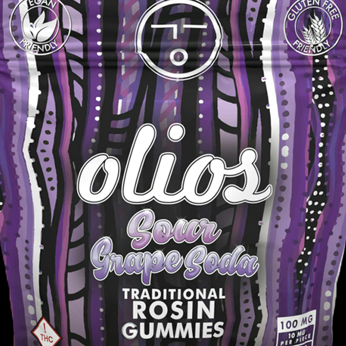 Olio | Sour Grape Soda Rosin Gummies | 100mg | 10ct | 10mg/ea