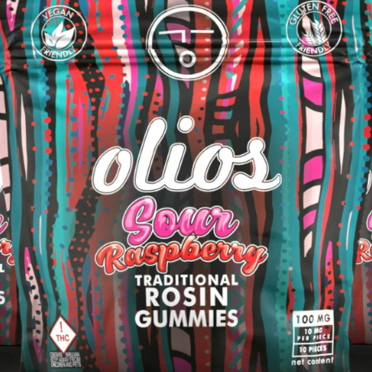 Olio | Sour Raspberry Rosin Gummies | 100mg | 10ct | 10mg/ea by Olio