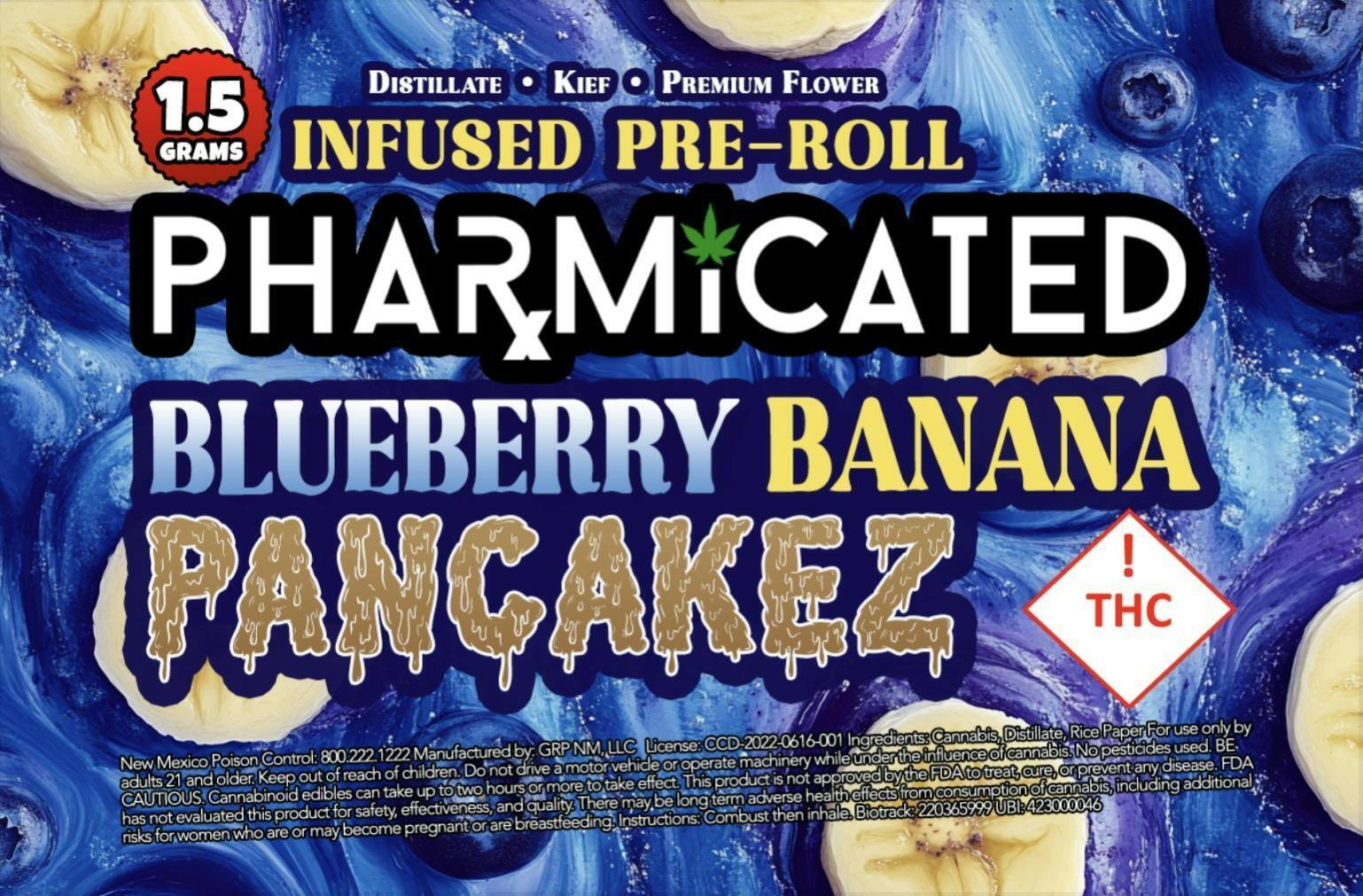 INFUSED - PhD 1.5g Pre-Roll - Blueberry Banana Pancakez (I) at Mesa Flowers Canna Co.