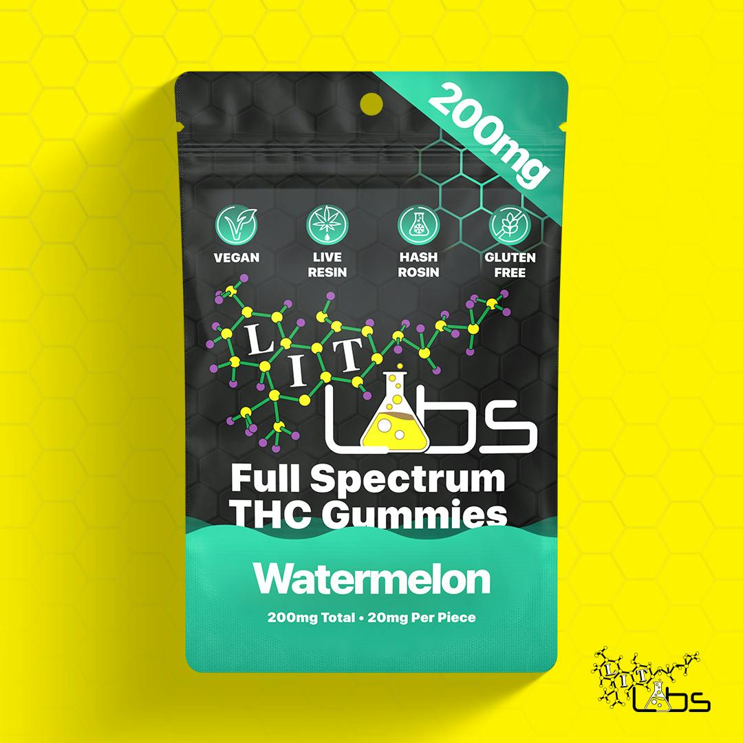 200mg Rosin + Resin Full Spec Gummy - Watermelon 10pcs x 20mg by Lit Labs