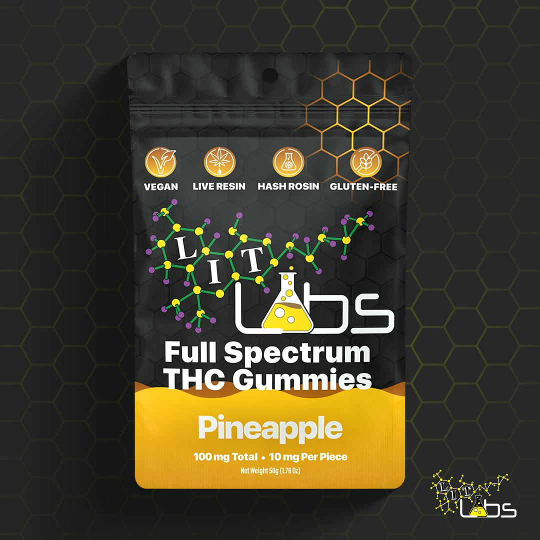 100mg Full Spec Gummy - Pineapple 10pcs x 10mg by Lit Labs