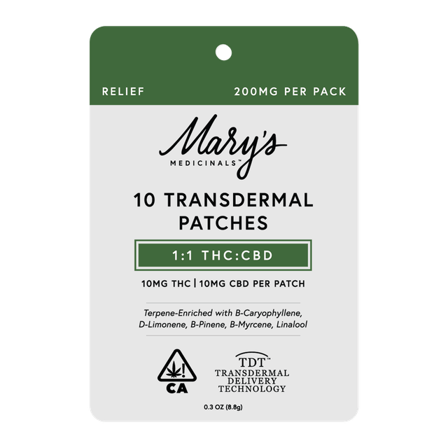 10-Pack Relief (1:1) Transdermal Patches (CA)
