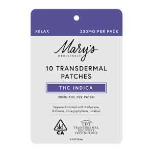 MARY'S MEDICINALS - MARYS MEDICINALS | INDICA - 10PK TRANSDERMAL PATCH | TOPICAL | 200MG