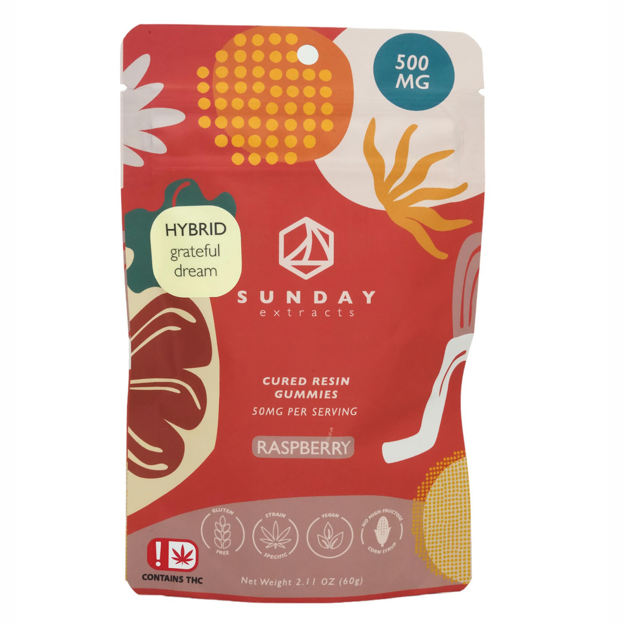 500mg Cured Resin Gummies - Grateful Dream - Raspberry