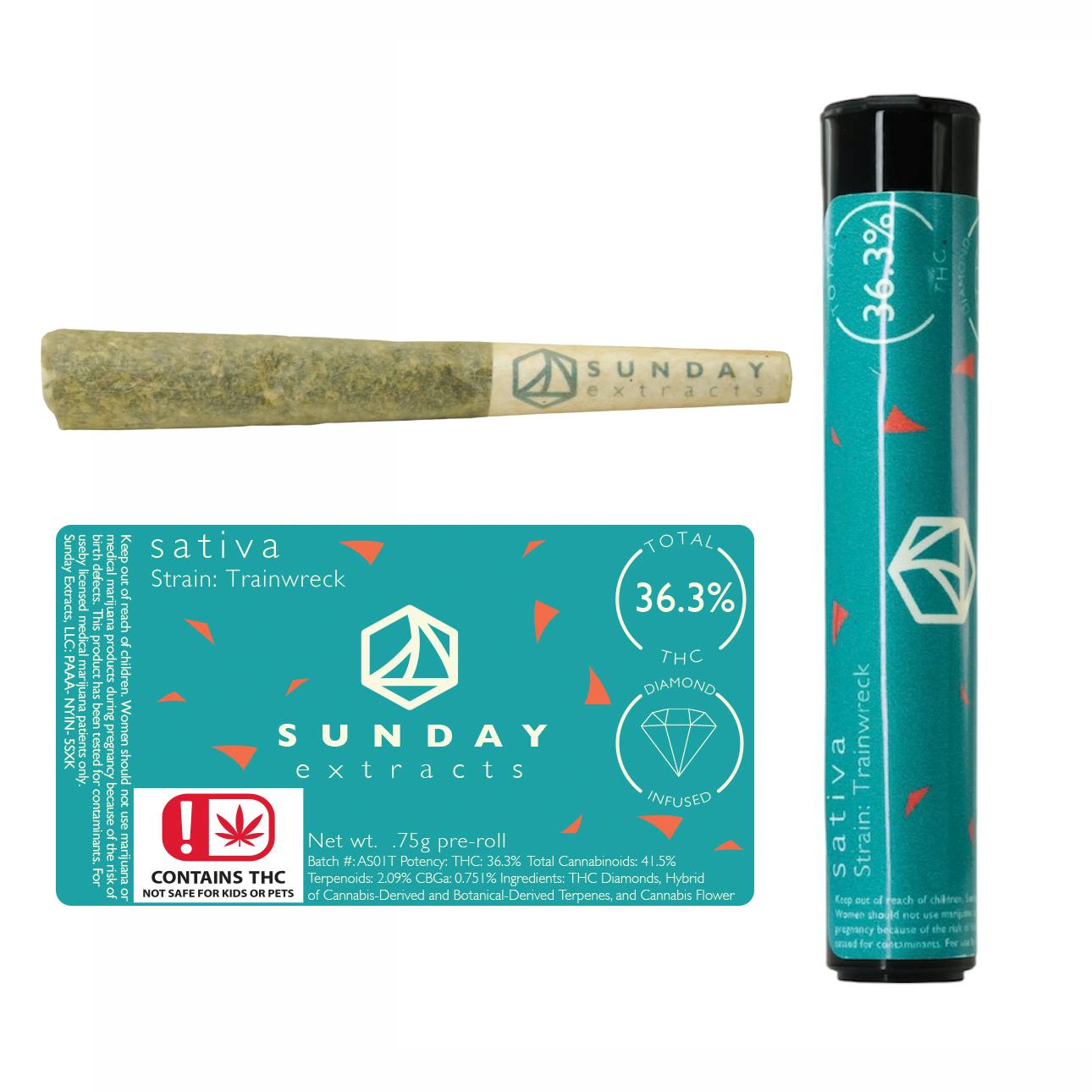 0.75g Diamond Infused Pre-Roll - Trainwreck