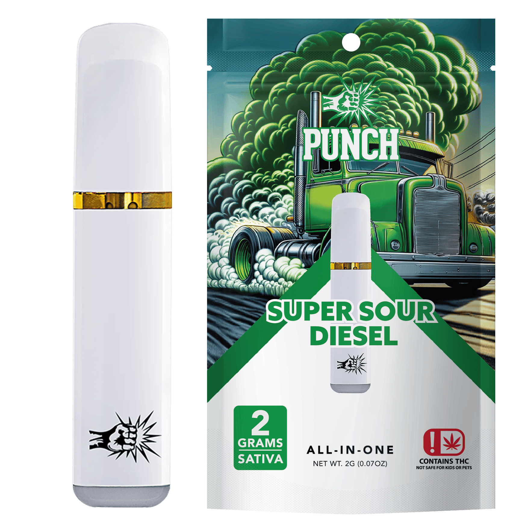 Punch | Super Sour Diesel | Sativa | Distillate AIO | 2g | OK