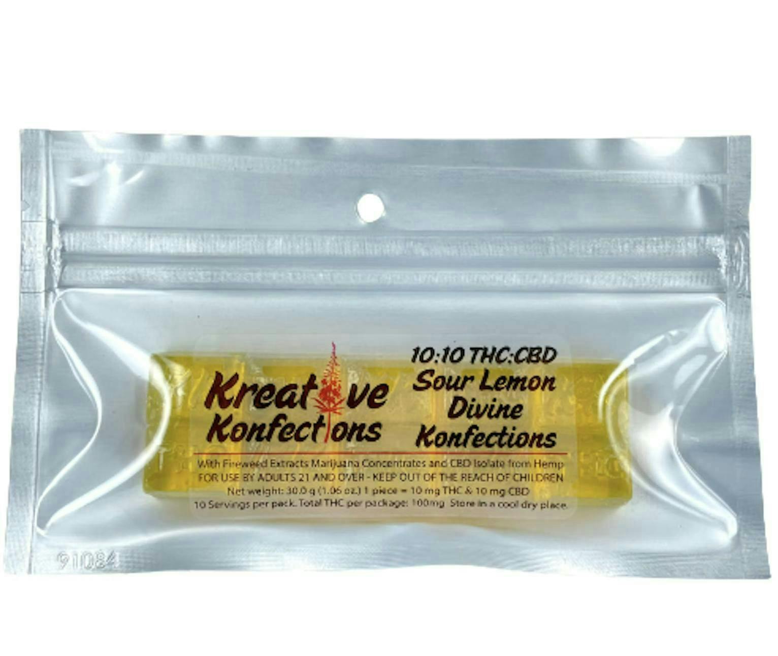Sour Lemon Divine Konfections | Indica | 100mg | 10pk