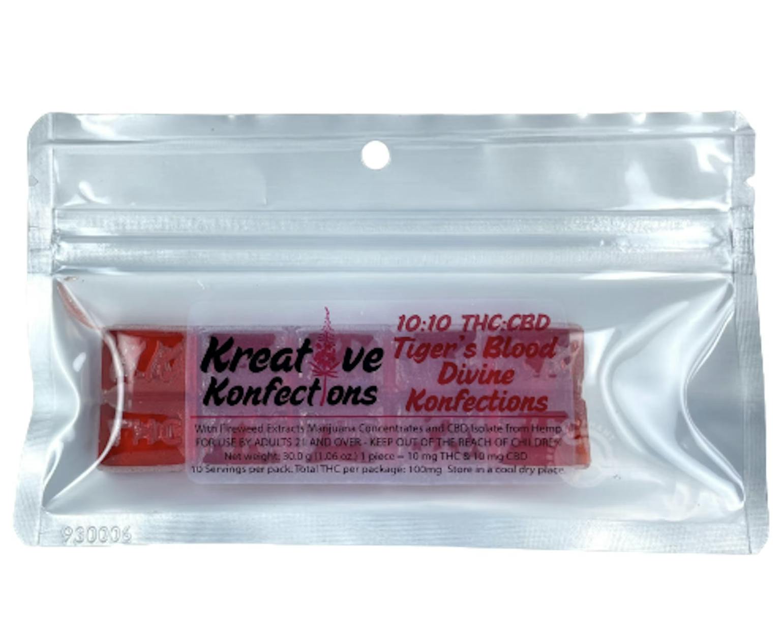 Tiger's Blood Divine Konfections | Indica | 100mg | 10pk