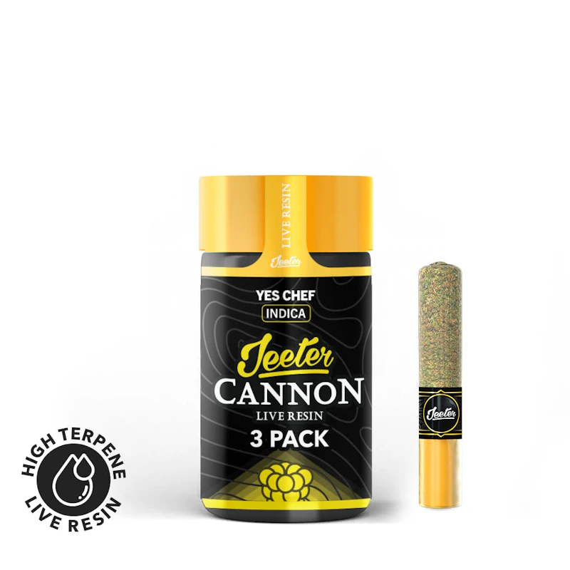 Jeeter Yes Chef · Live Resin Cannons · Infused Minis · 0.5g each · 3pk, Infused Pre-Rolls