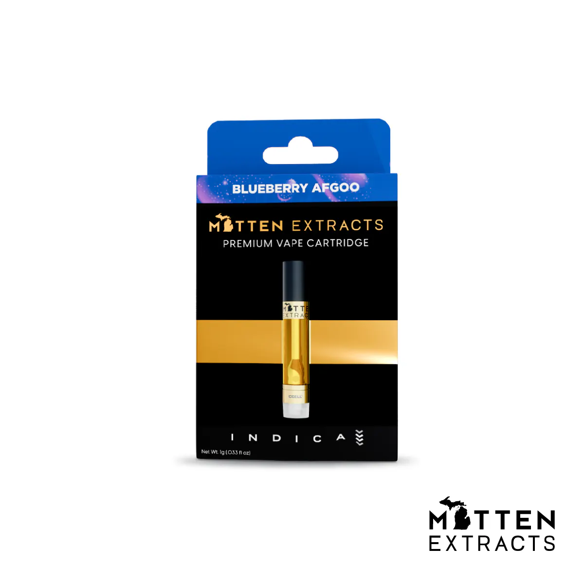 Mitten Extracts - Mitten Extracts - Blueberry Afgoo 1g Vape Cartridge (Indica) Main Image