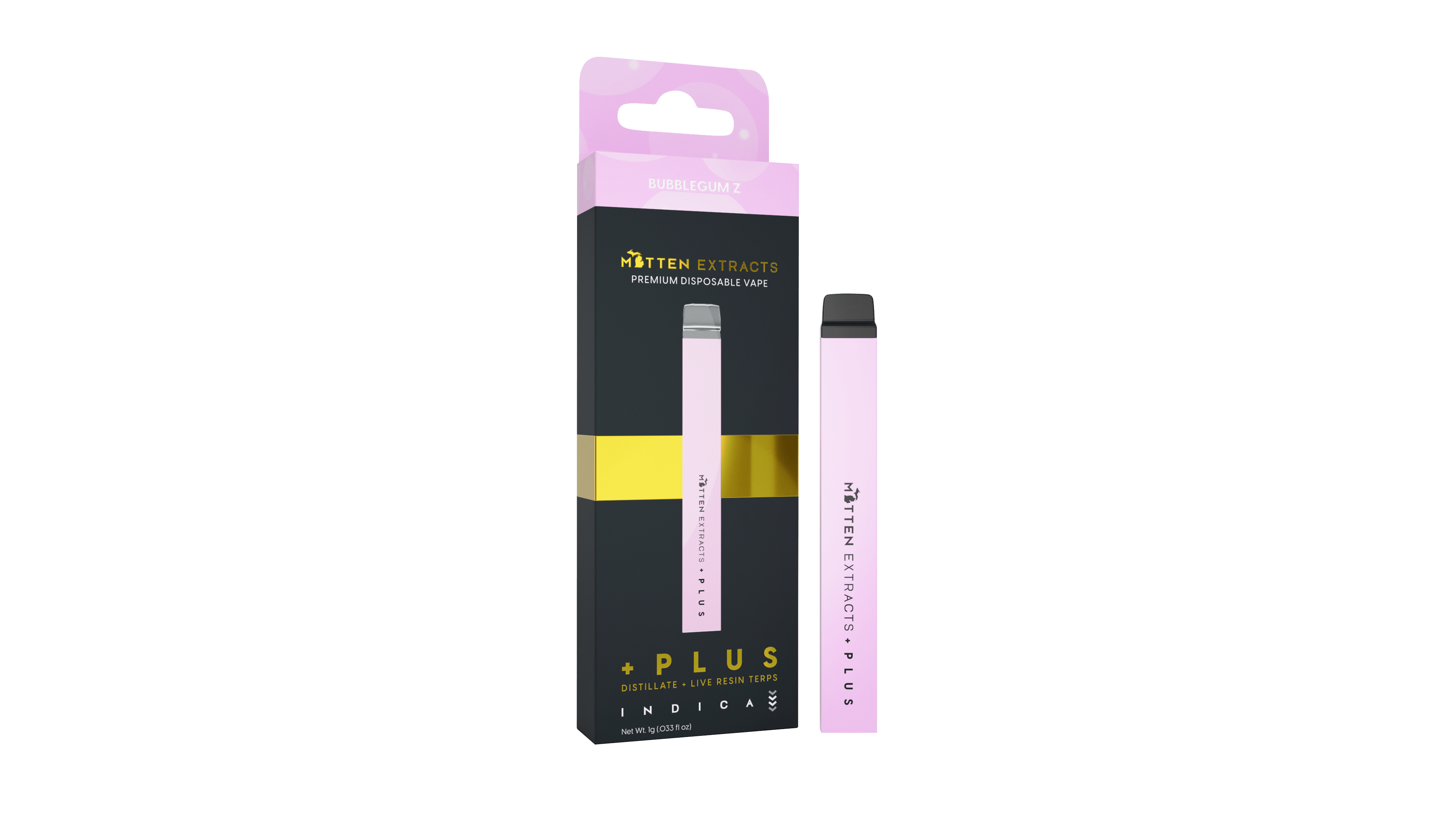 バカラ　フランクリンミント 1 Mitten Extracts + Plus Disposable Bubblegum Zkittlez 1g (Indica