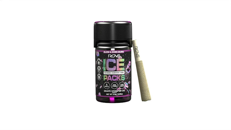 Rove Grape Stomper OG · Infused Ice Packs (Rosin, Hash, and Diamonds) · 5x 0.5g, Infused Pre-Rolls