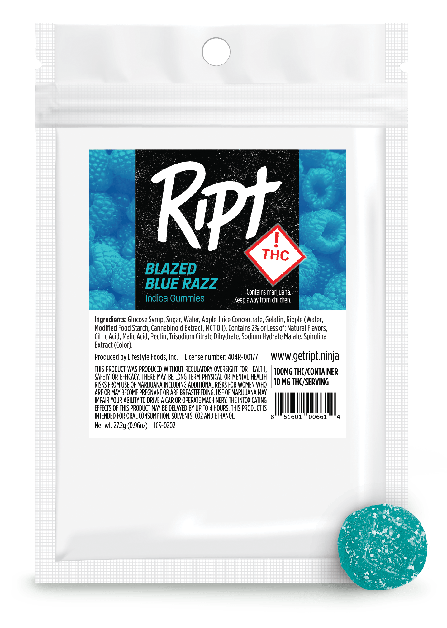 Blazed Blue Razz - Indica (100mg THC)