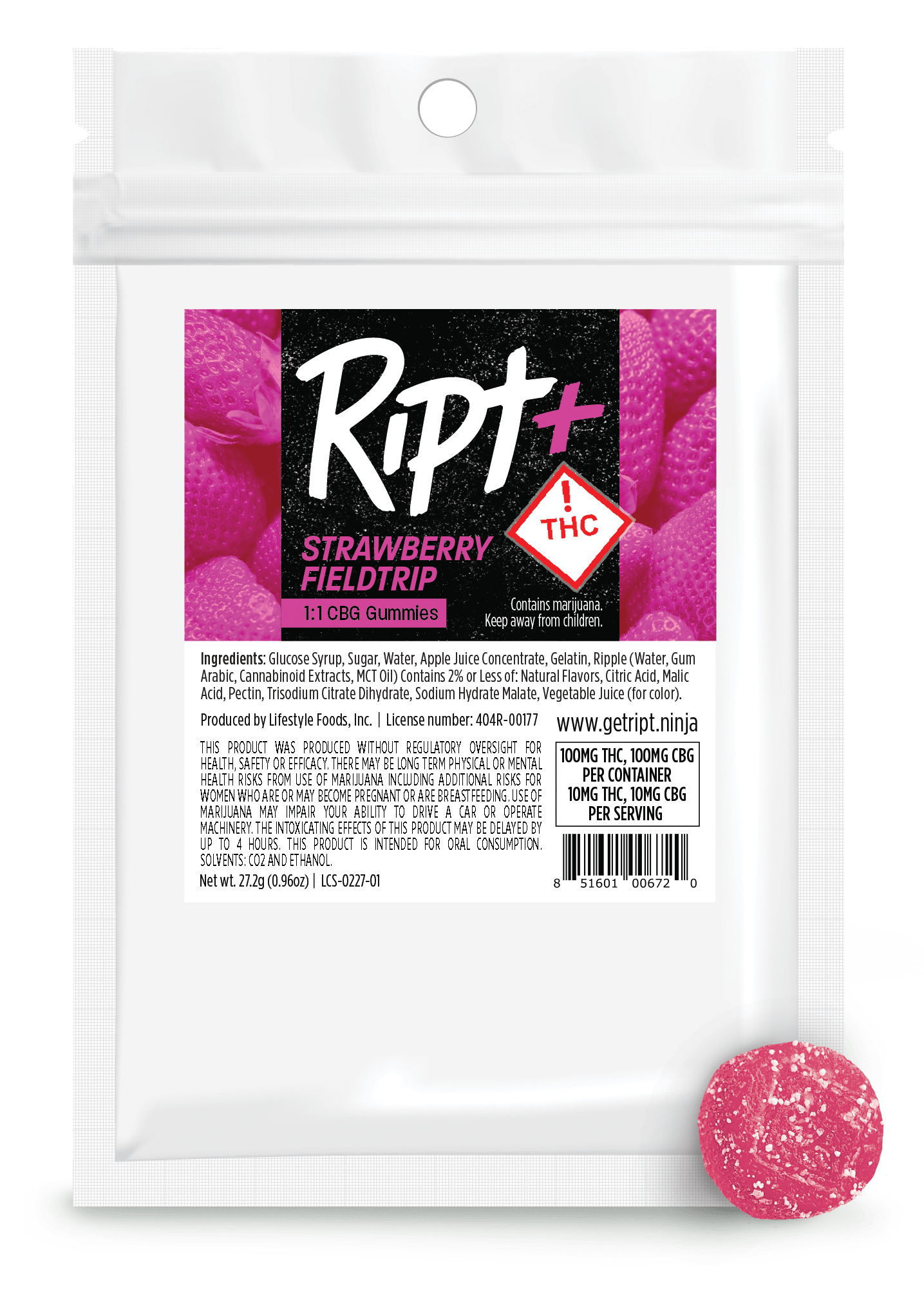1:1 CBG - Strawberry Fieldtrip (100mg THC | 100mg CBG)