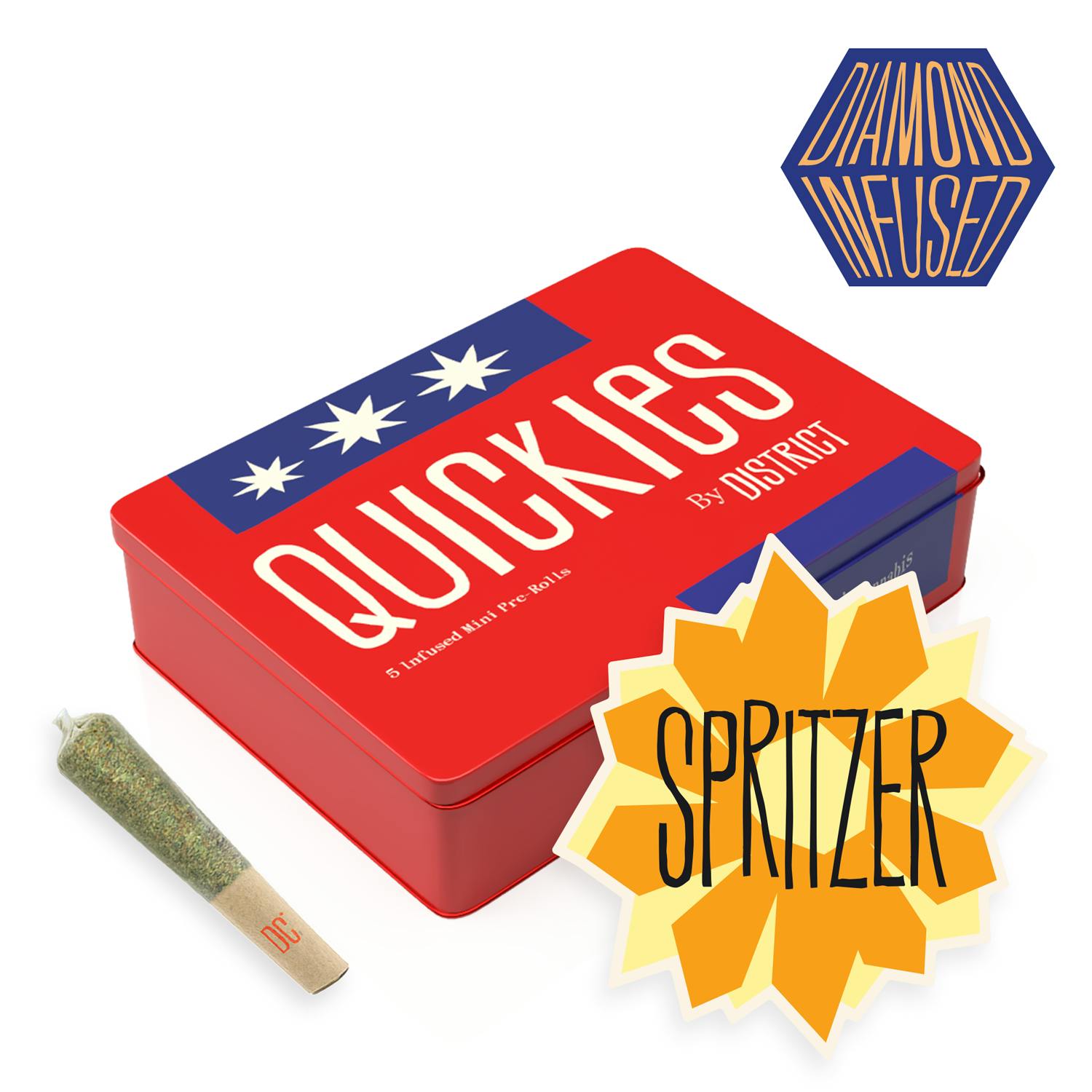 Spritzer | Diamond Infused Quickies | 0.45g mini joints 5ct by District Cannabis