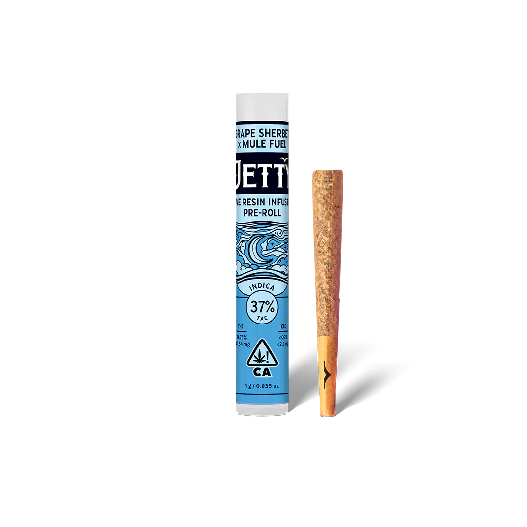 Jetty Extracts - Jetty 1g Grape Sherbet X Mule Fuel Live Resin Pre-Roll Main Image