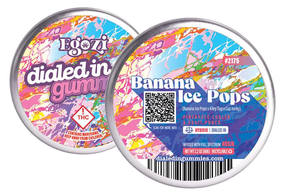 Banana Ice Pops [#2175] Fruit Punch & Pineapple Cooler Flavors | 100mg by Dialed In Gummies