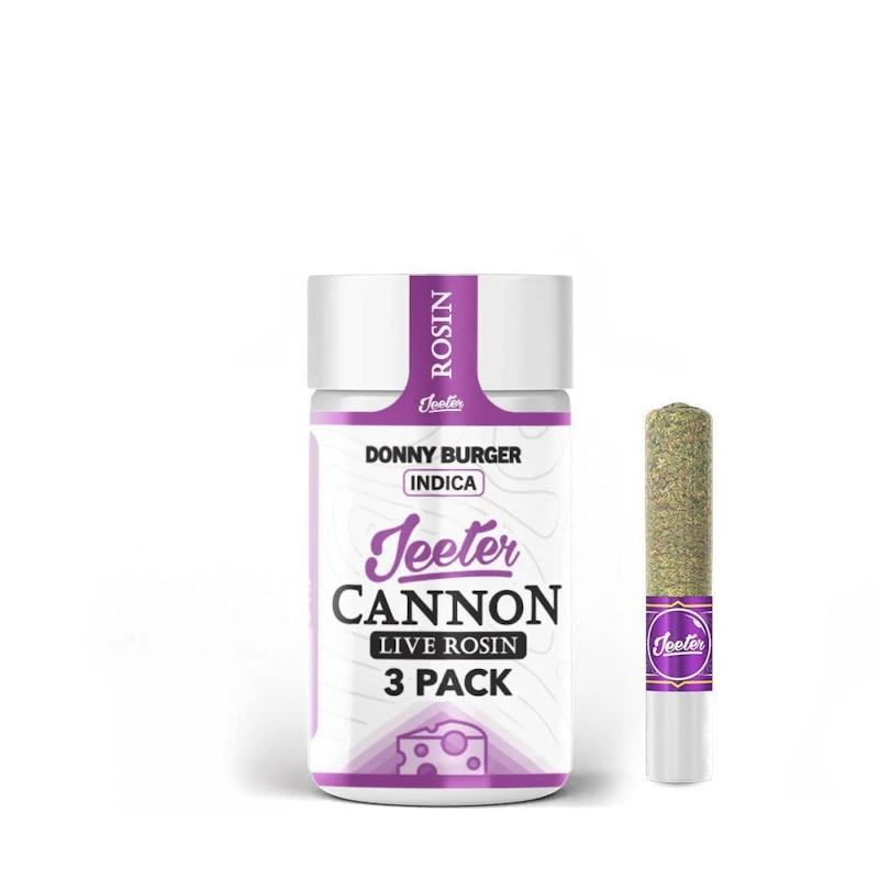 Jeeter Donny Burger · Live Rosin Cannons · Infused Minis · 0.5g ea · 3pk, Infused Pre-Rolls