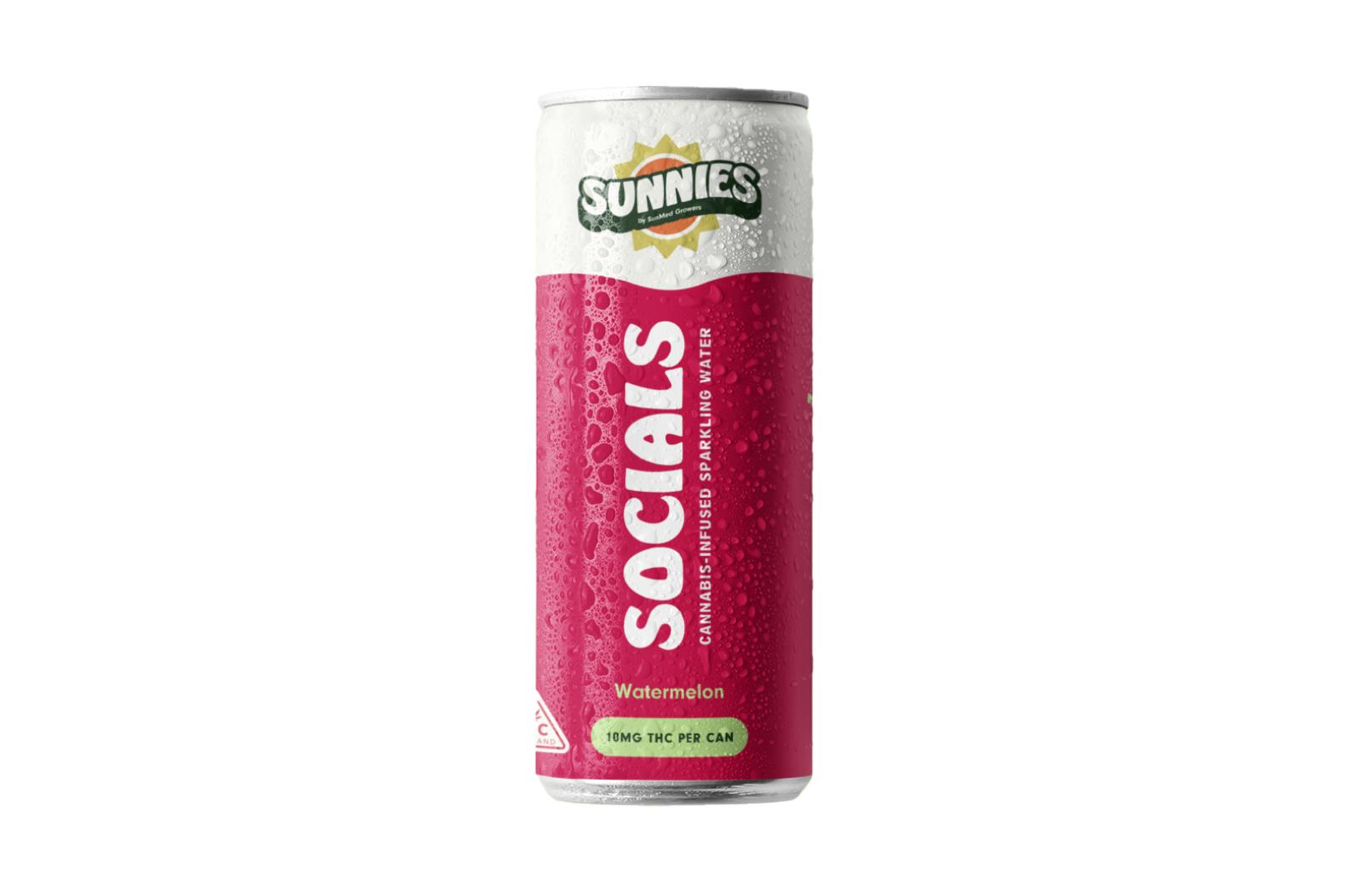 Socials - Watermelon Sparkling Water - 10mg THC - 12oz Can