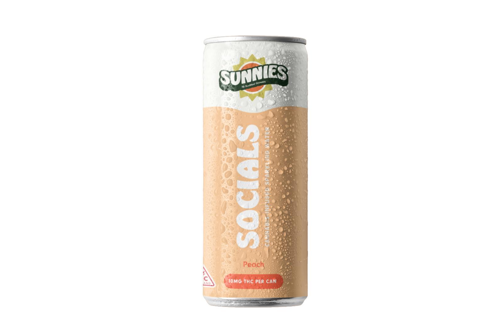 Socials - Peach Sparkling Water - 10mg THC - 12oz Can