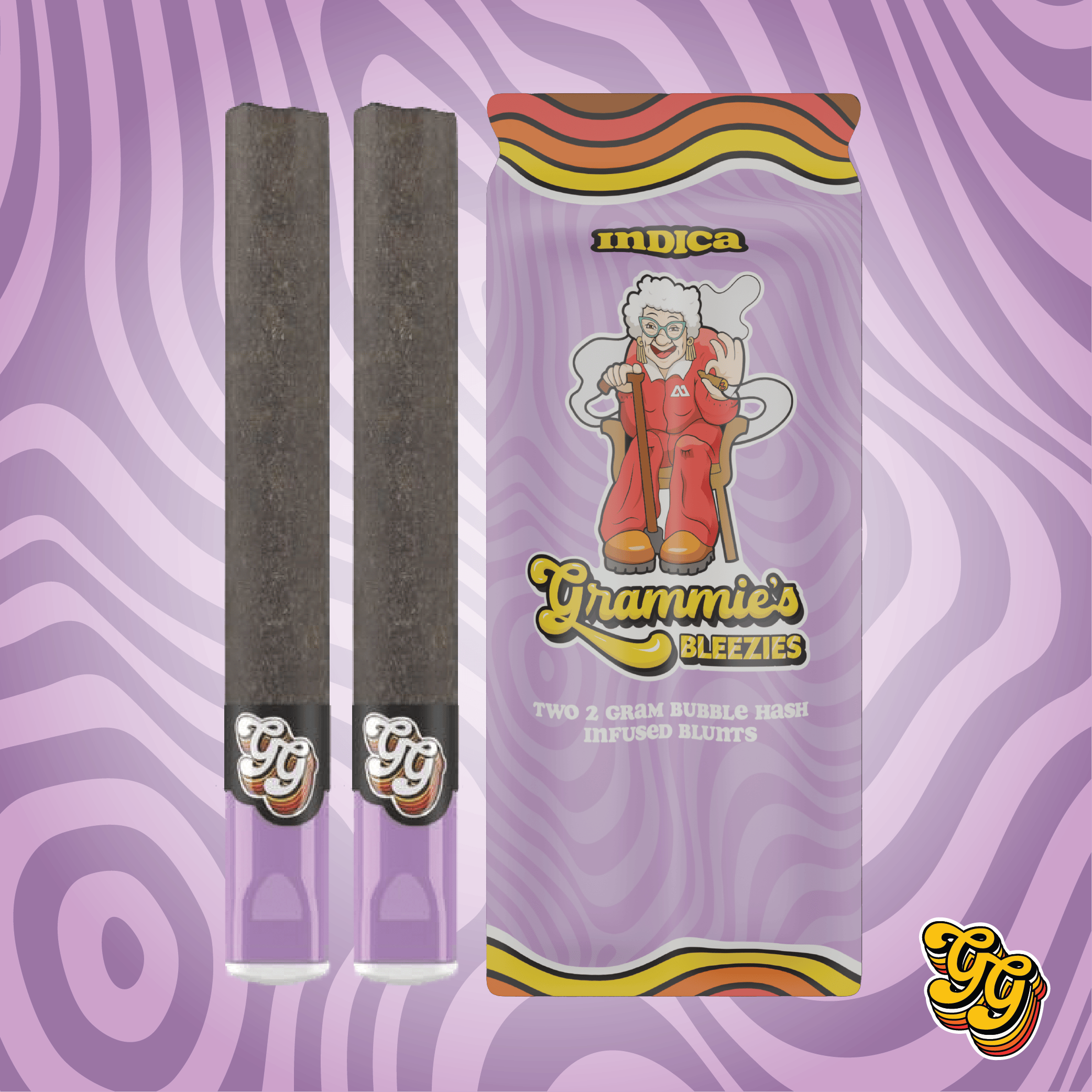 Sun Cake - 2-Pack Bubble Hash Infused 2g Blunts (4g) by Grammie's Grams