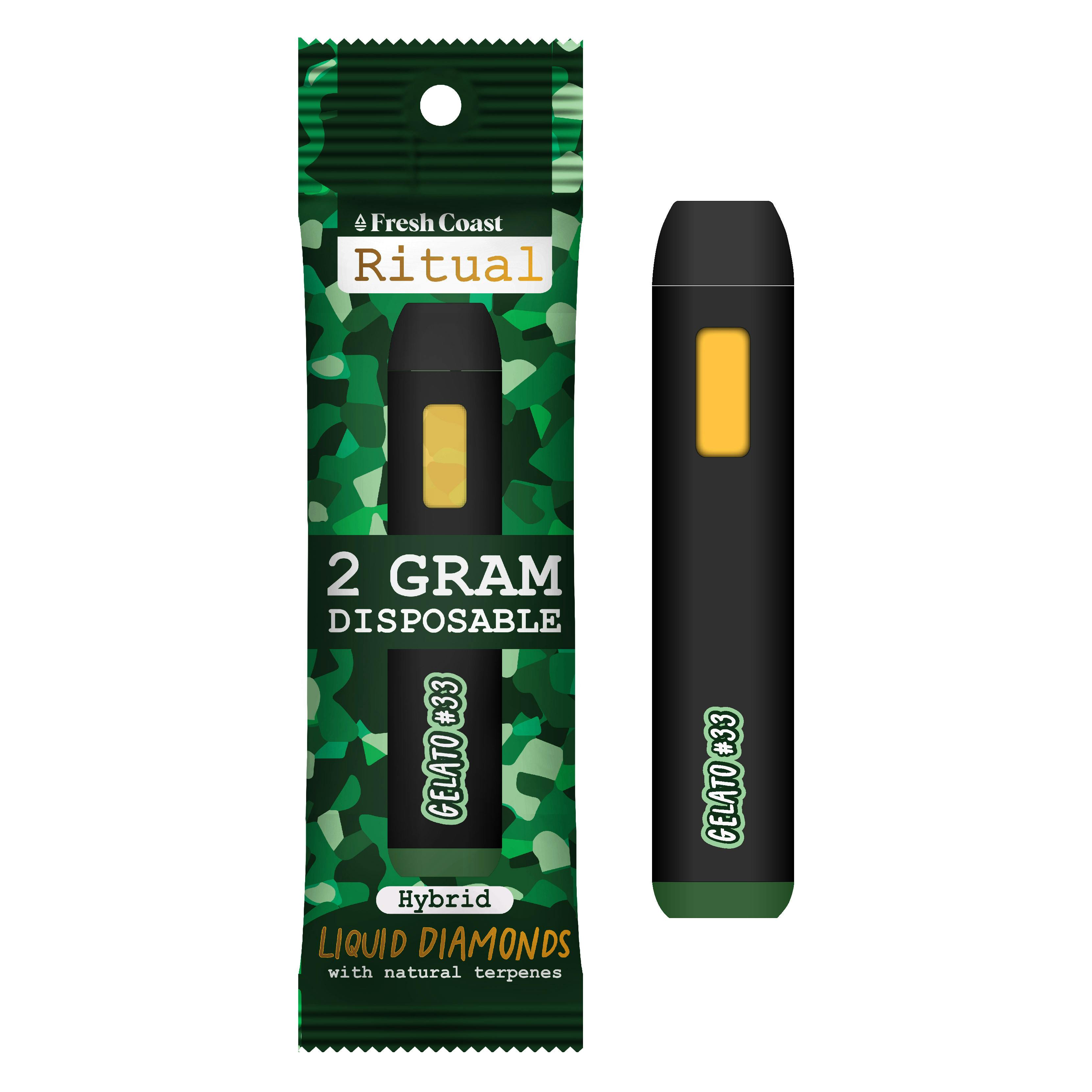 Fresh Coast | Gelato #33 | Ritual Liquid Diamond 2G Disposable | Hybrid by Fresh Coast