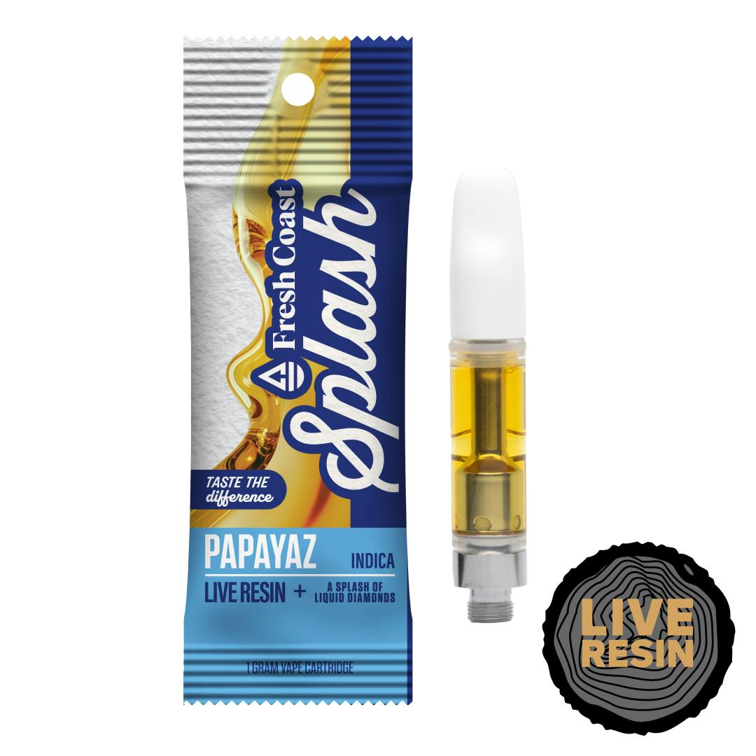 Fresh Coast | Papayaz | Splash Live Resin 1G Cart | Indica by Fresh Coast