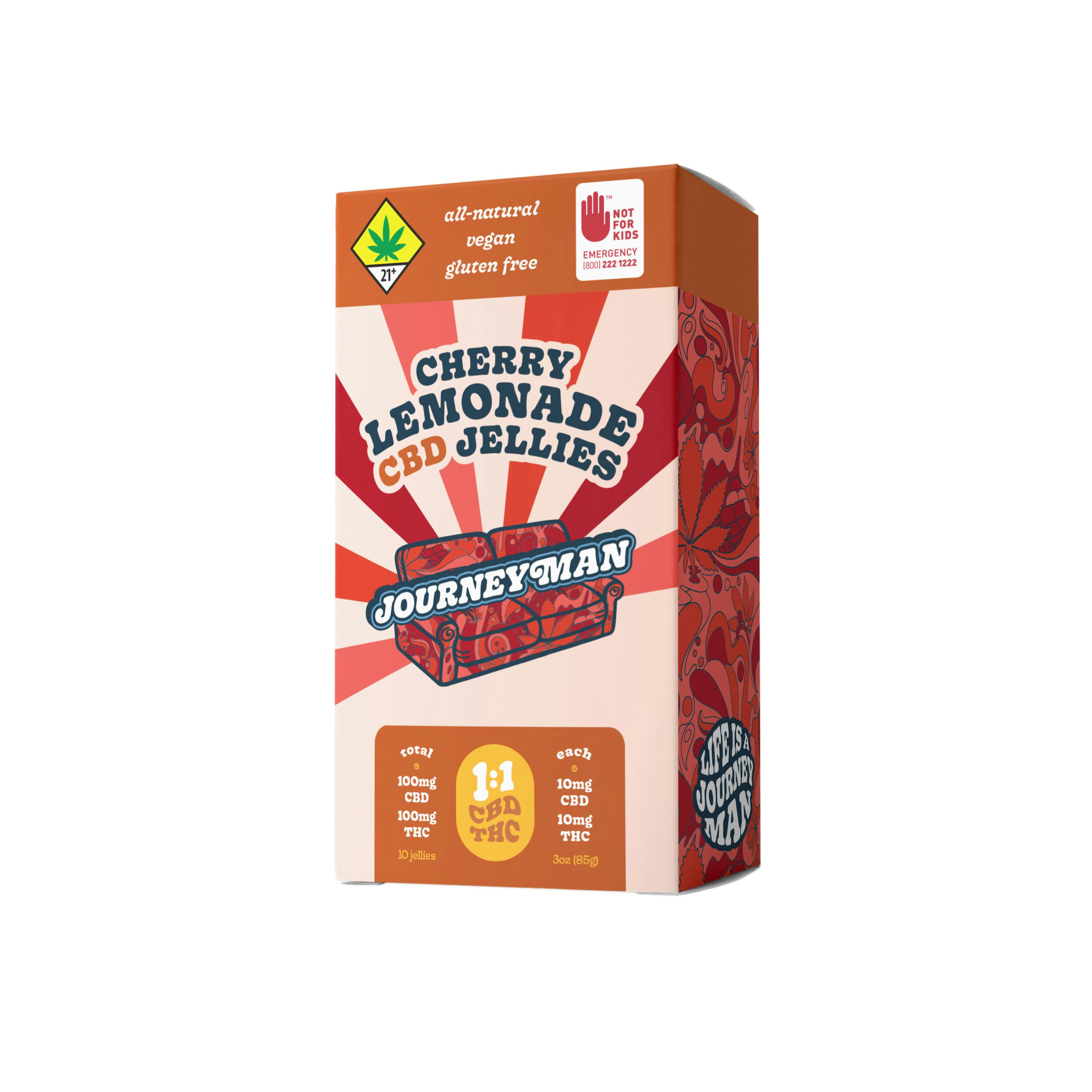 1:1 Cherry Lemonade CBD Jellies (100mg CBD/100mg THC) - Journeyman