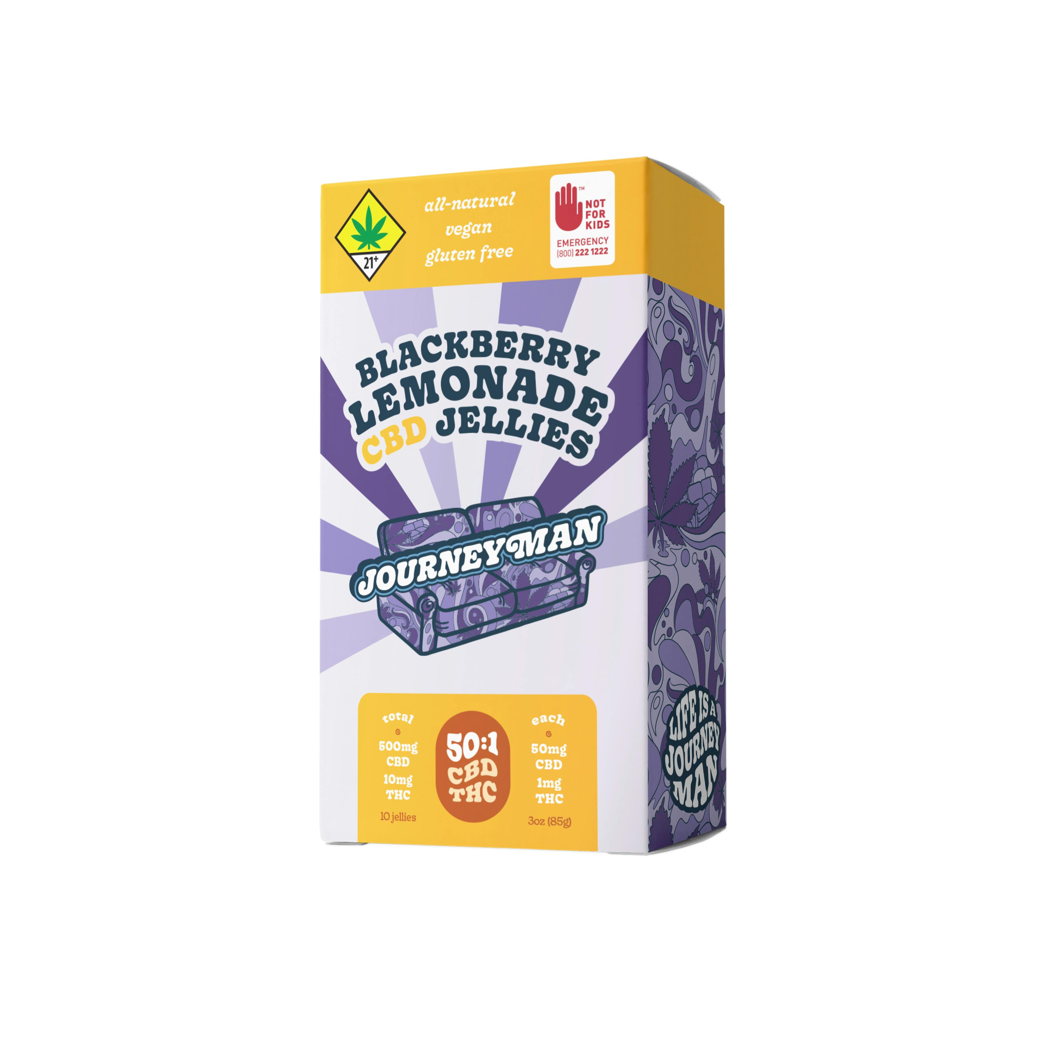 50:1 Blackberry Lemonade CBD Jellies (500mg CBD/10mg THC) - Journeyman