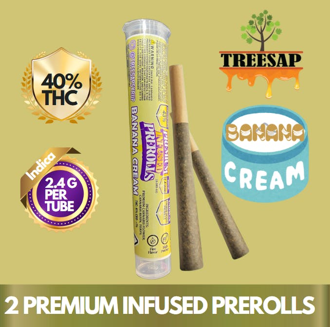 Treesap Infused Pre-Roll Banana Cream - 2.4g Per Tube (Indica)