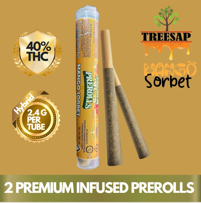 Treesap Infused Pre-Roll Mango Sorbet - 2.4g Per Tube (Hybrid)
