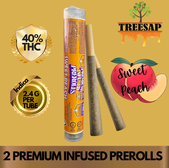 Treesap Infused Pre-Roll Sweet Peach - 2.4g Per Tube (Indica)