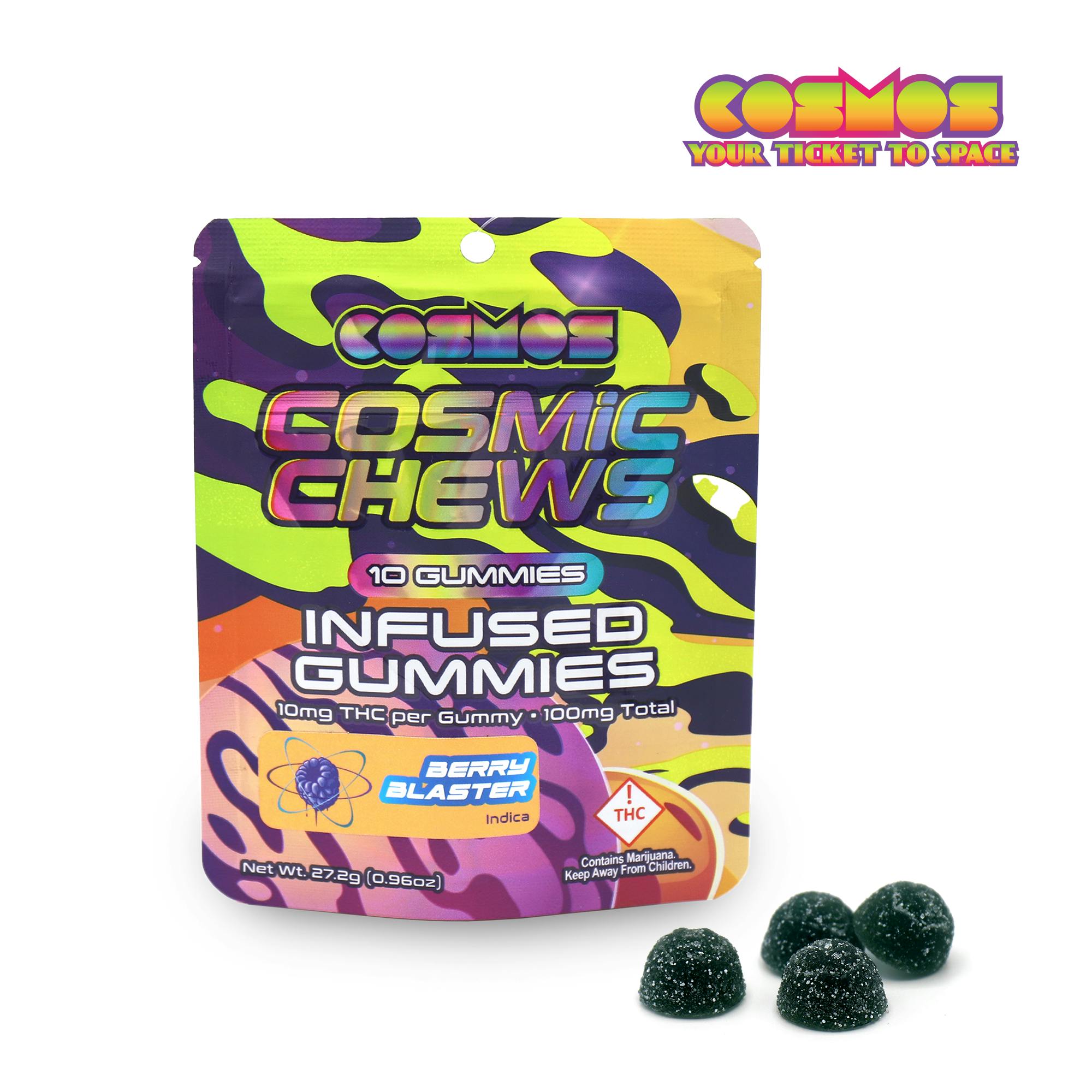 Cosmic Chews Indica Gummies 100mg Berry Blaster