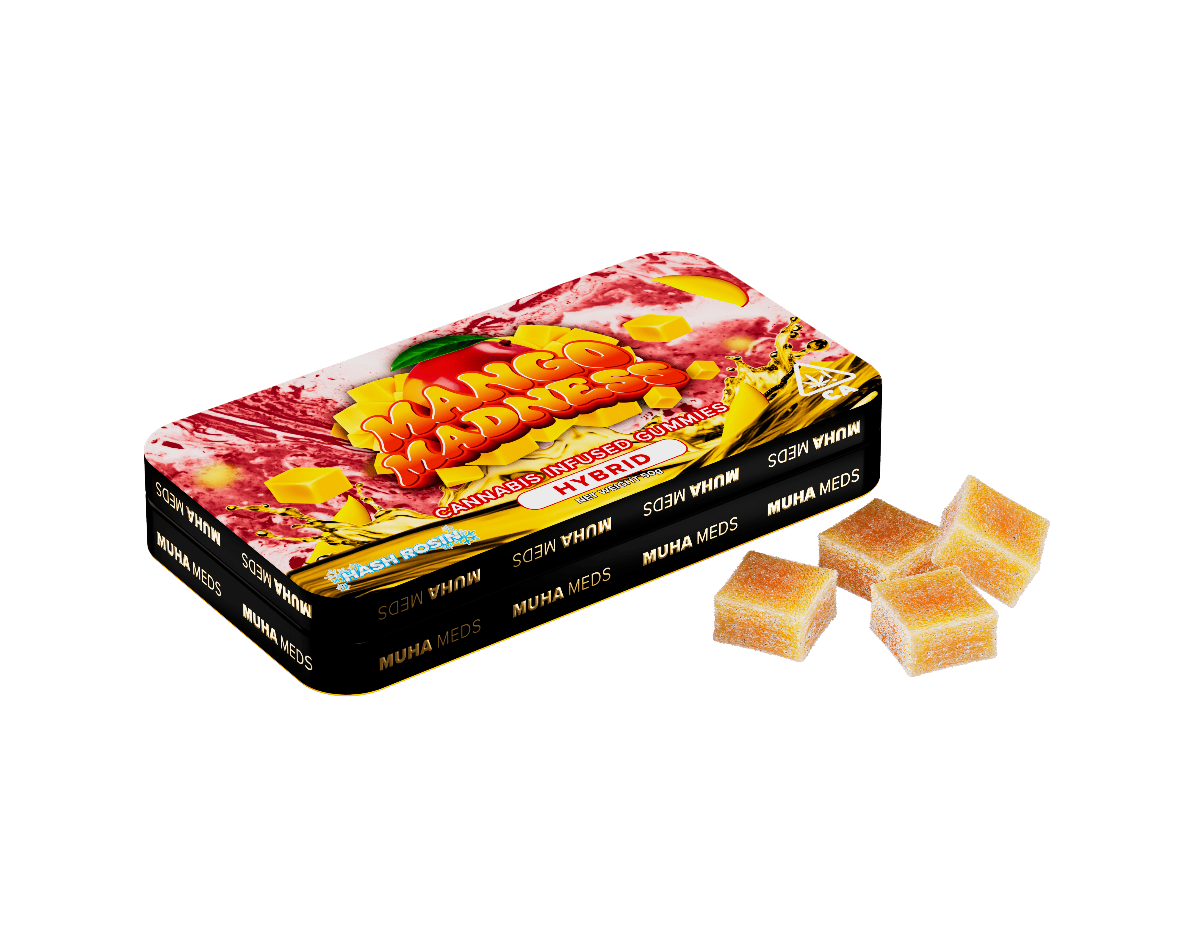 Muha Meds | Mango Madness Hash Rosin Gummies | 100mg | 10ct | 10mg/ea